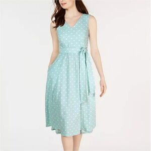 Calvin Klein Polka Dot Sleeveless Dress in Light Green 10